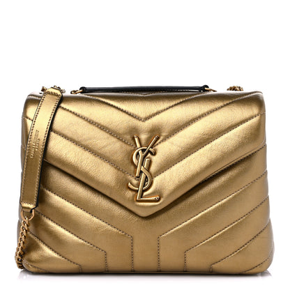Saint Laurent Metallic Calfskin Y Quilted Small Loulou Monogram Chain Satchel Brome 1 of 10