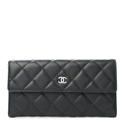 Chanel Caviar Quilted Large Gusset Flap Wallet Black 1 of 8
