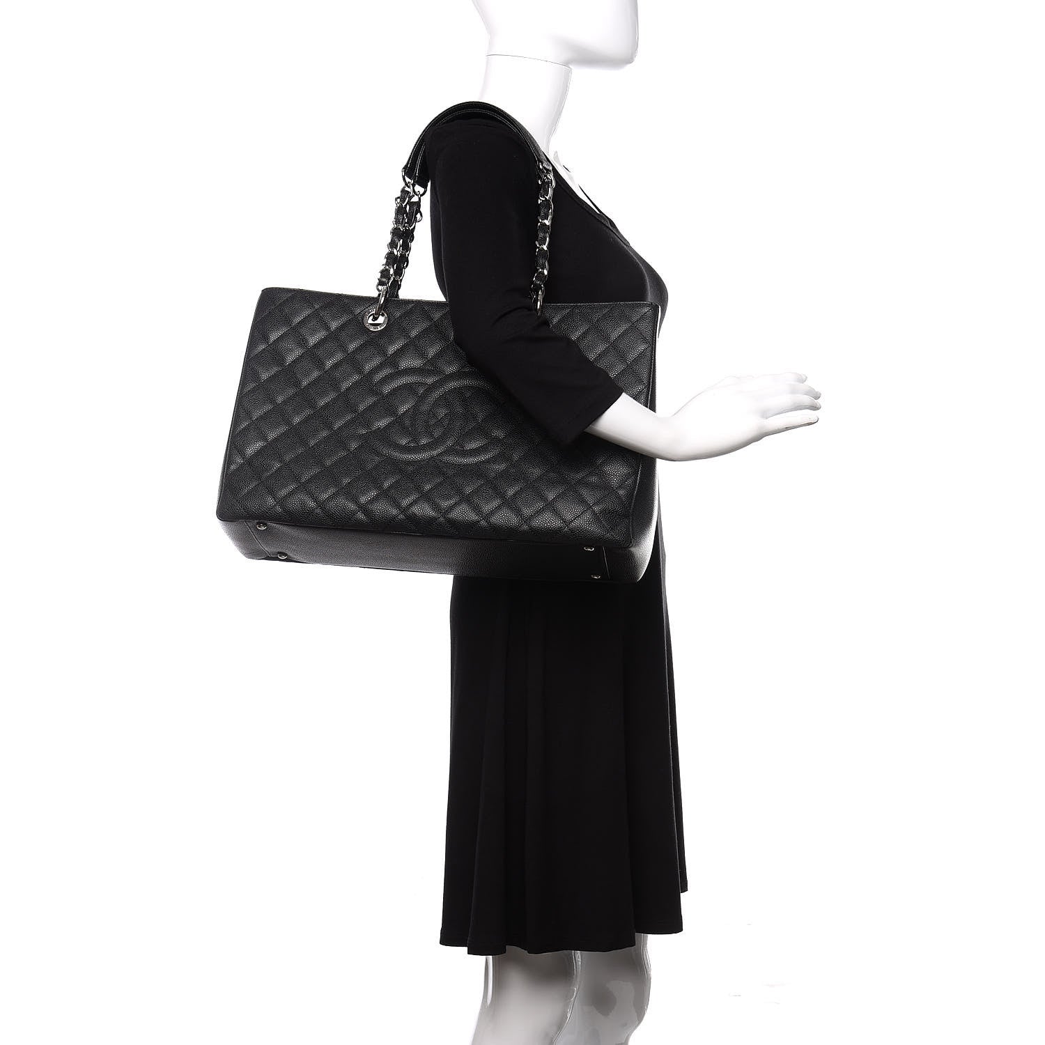 Chanel Caviar Quilted XL Grand Shopping Tote GST Black 2 of 12