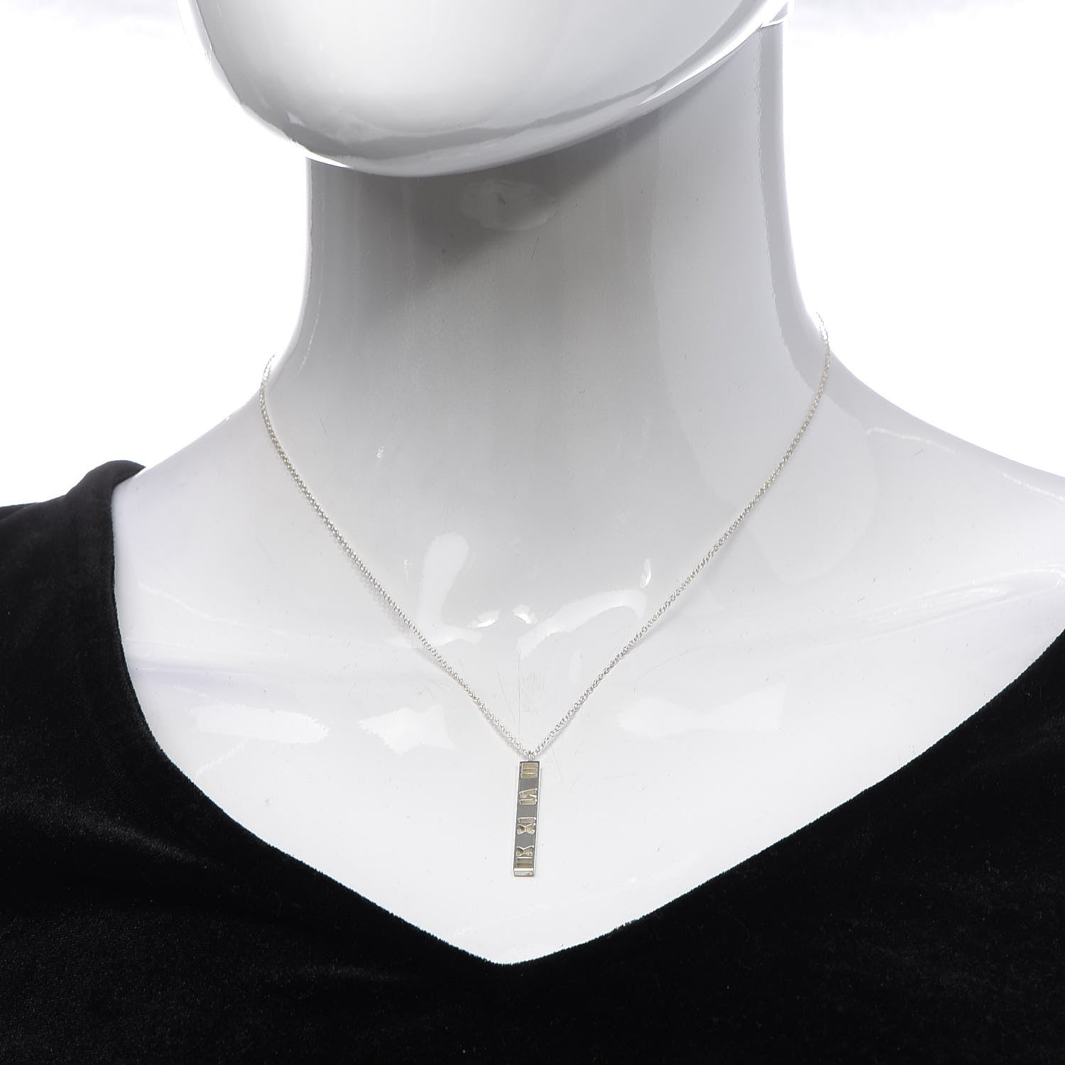 Tiffany Sterling Silver Atlas Bar Pendant Necklace 2 of 6
