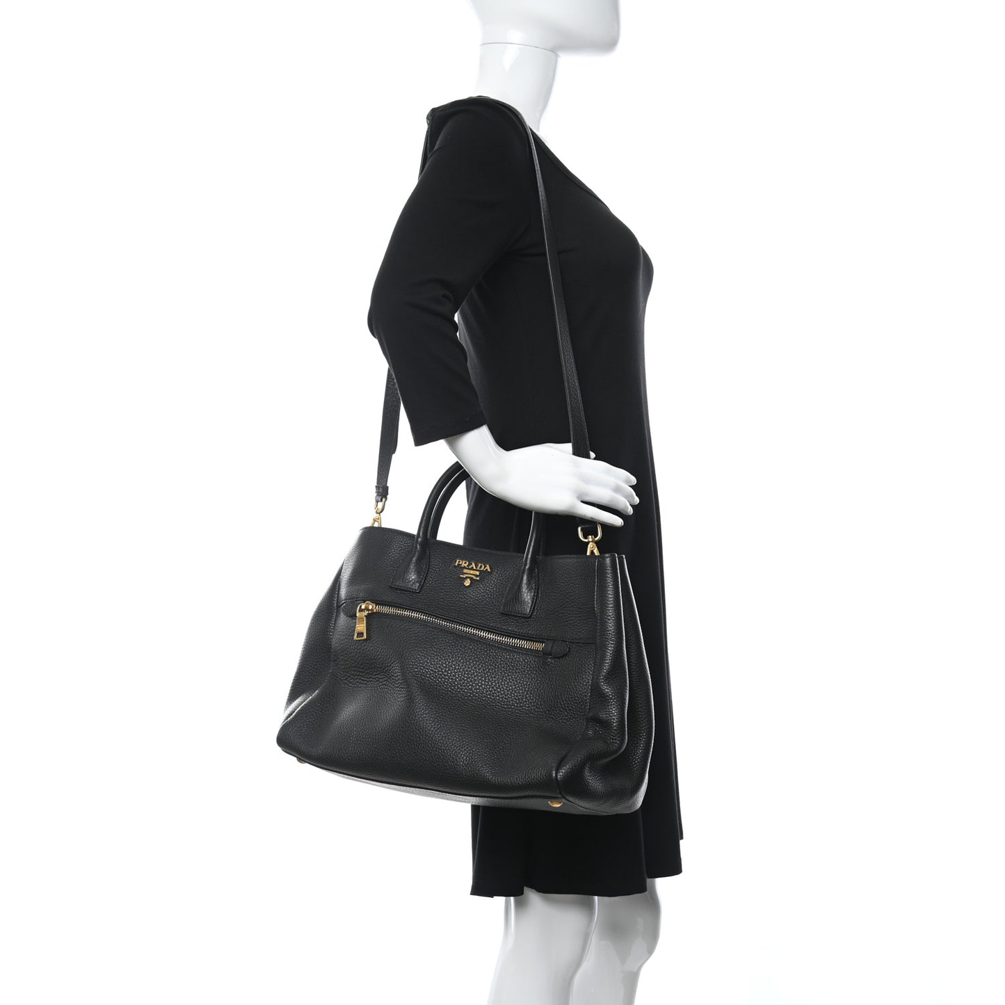 Vitello Daino Top Handle Tote Black