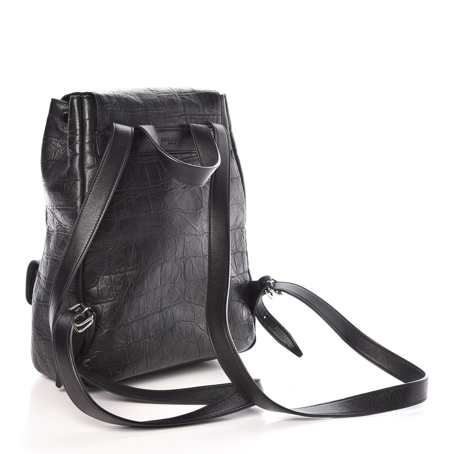Crocodile Embossed Lambskin Festival Backpack Black