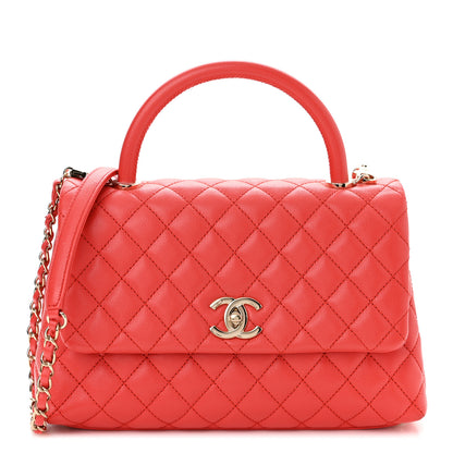 Chanel Caviar Quilted Small Coco Handle Flap Red 1 of 10