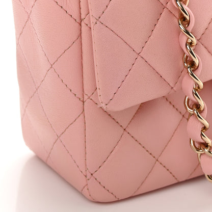 Chanel Lambskin Quilted Mini Rectangular Flap Pink 13 of 14