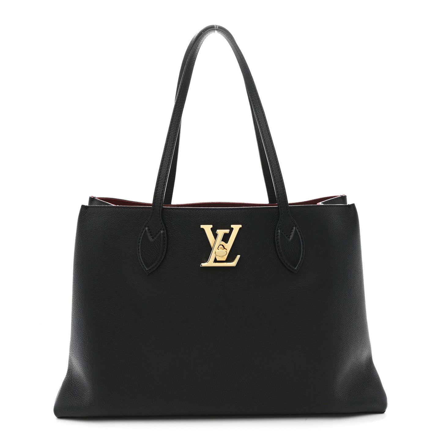 Grained Calfskin Lockme Shopper Black