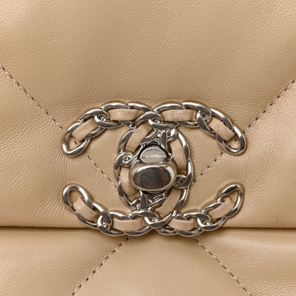 Chanel Lambskin Quilted Large Chanel 19 Flap Beige 12 of 14