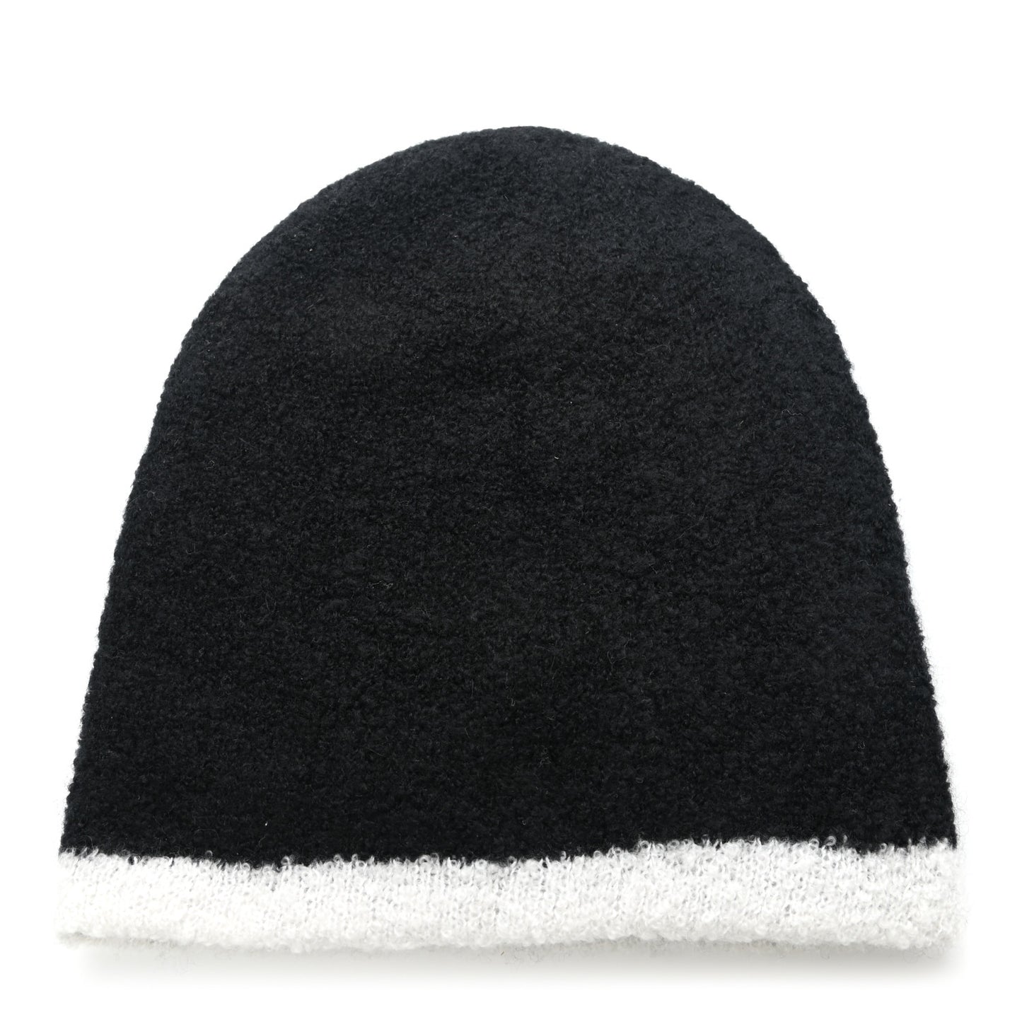 Cashmere Silk CC Beanie Hat Black White