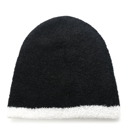 Chanel Cashmere Silk CC Beanie Hat Black White 3 of 5