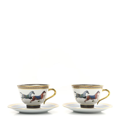 Hermes Porcelain Cheval d'Orient Tea Cup and Saucer Set of 2 1 of 10