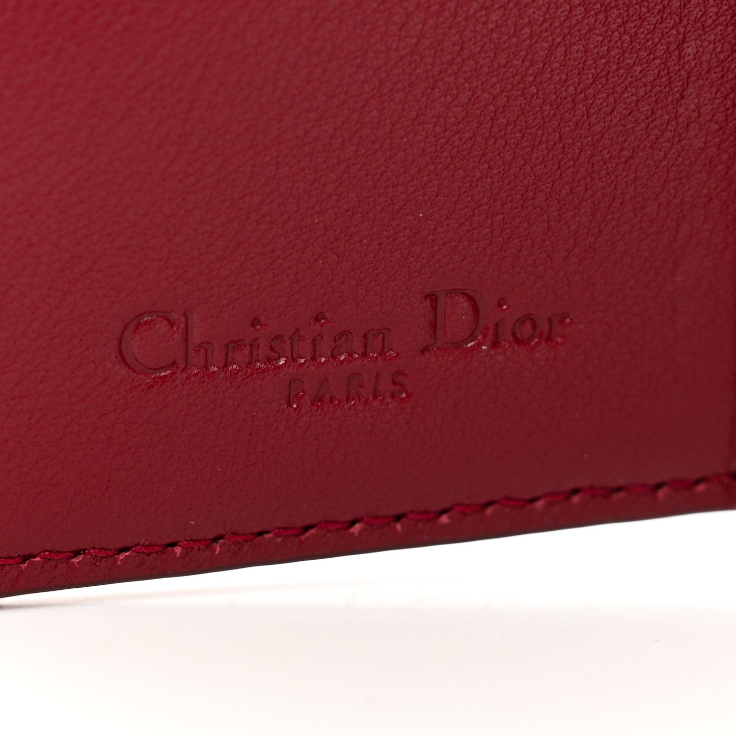 Patent Cannage Small Lady Dior Flap Card Holder Scarlet