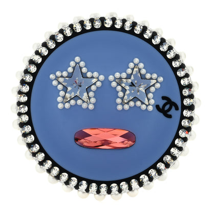 Chanel Metal Resin Pearl Emoji Brooch Purple Silver 1 of 3