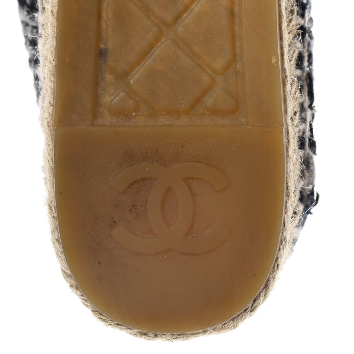 Chanel Metallic Tweed Lambskin CC Espadrilles 38 Blue Black Silver 7 of 11