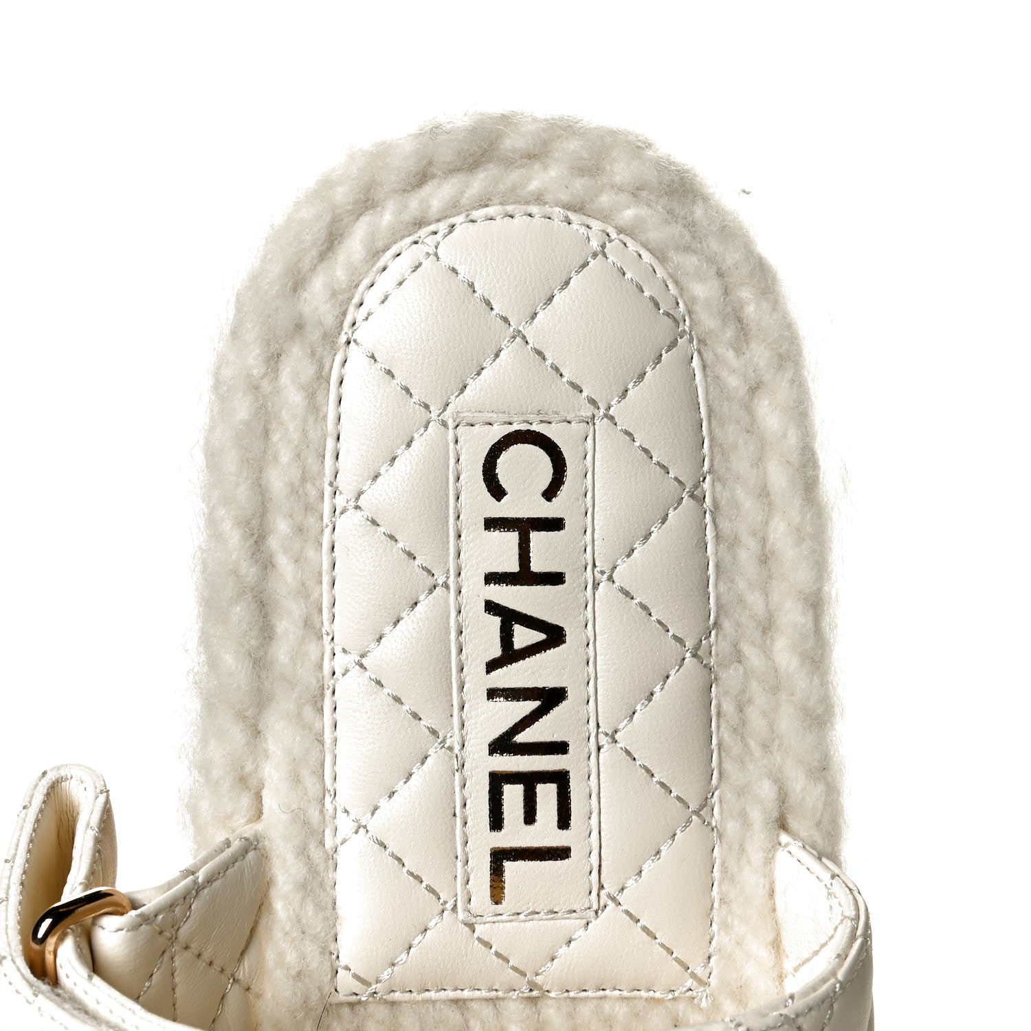 Chanel Cord Lambskin Quilted Logo Mules 39 Ivory 5 of 5