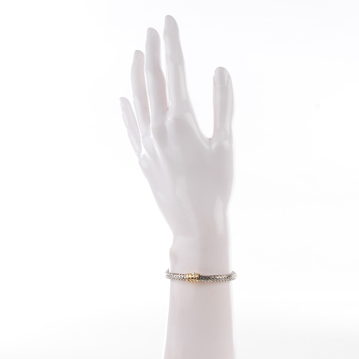 John Hardy Sterling Silver 18K Yellow Gold Small Classic Chain Clasp Bracelet M 2 of 6