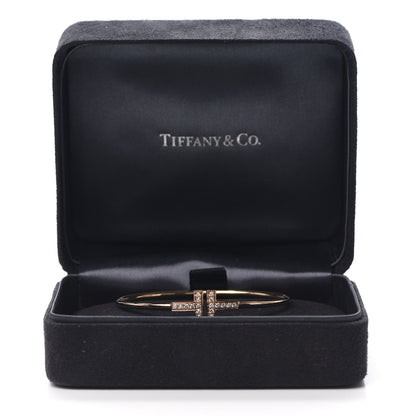 Tiffany 18K Rose Gold Diamond T Wire Bracelet 5 of 5