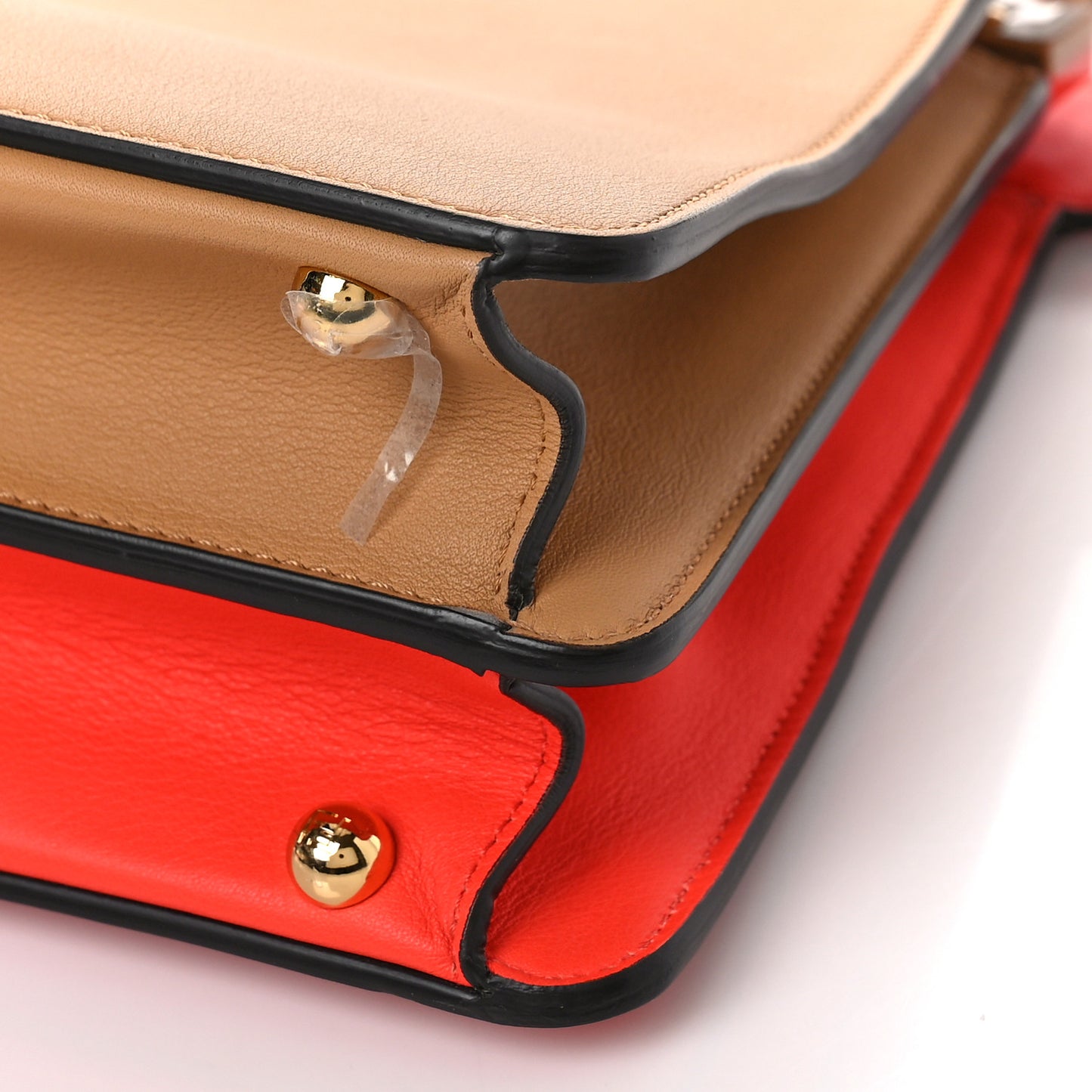 Vitello Seta Nappa Plexiglass Bi-Color Medium Peekaboo I SEE U Satchel Miele Scuro Tulipano