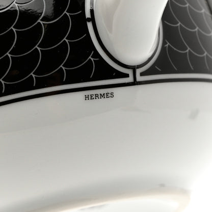 Hermes Porcelain H Deco Teapot Black 6 of 9