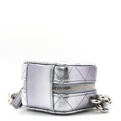 Chanel Gradient Metallic Lambskin Quilted Coco Punk Cube Clutch With Chain Silver Black 10 of 10