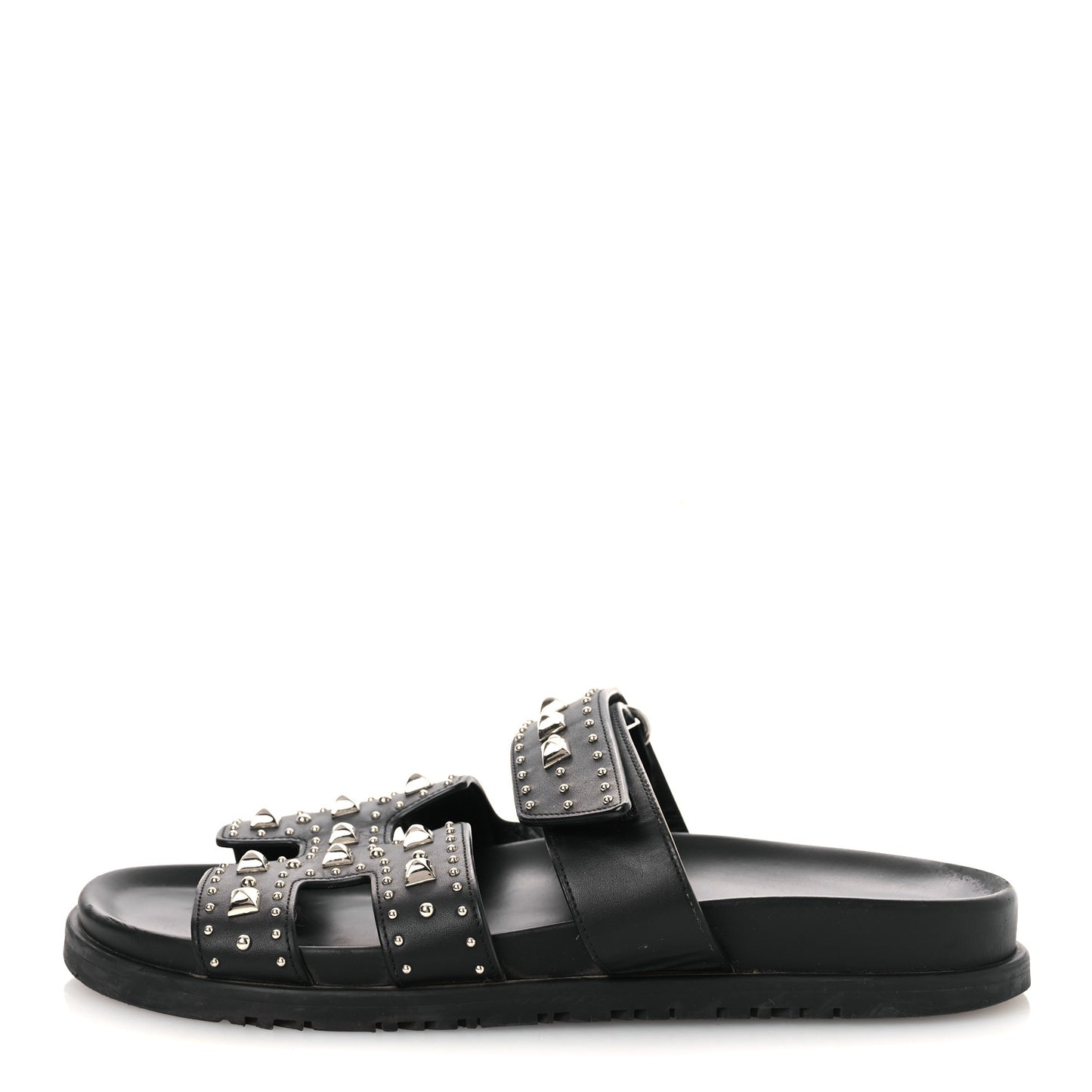 Calfskin Medor Studded Womens Chypre Sandals 38.5 Black