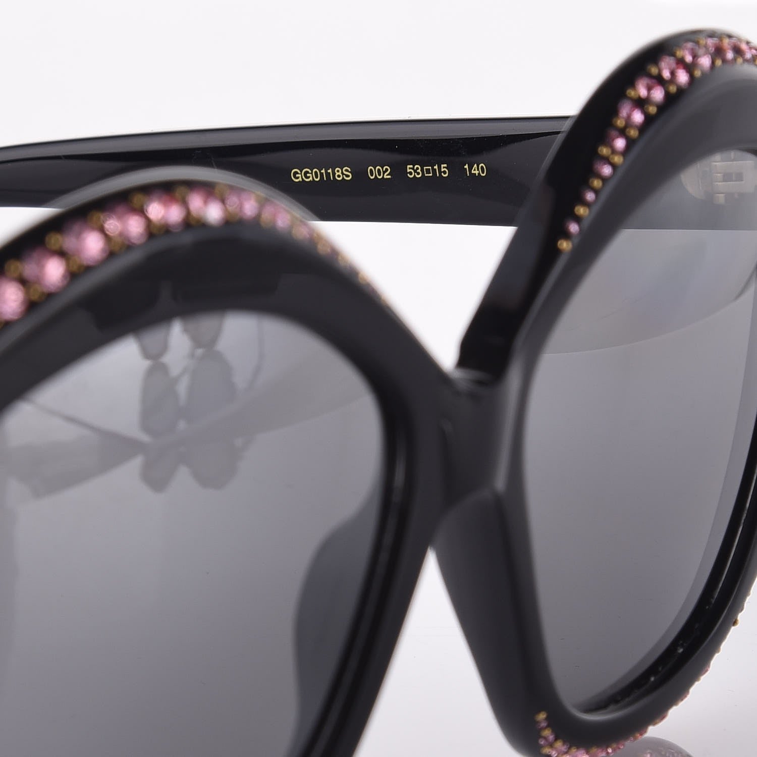 Gucci Crystal Cat Eye GG0118S Sunglasses Black 3 of 6