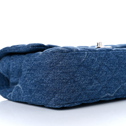 Chanel Denim Quilted CC Print Medium Single Flap Blue 8 of 10