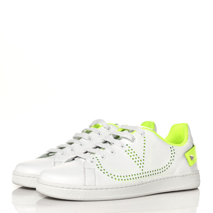 Valentino Garavani Calfskin Womens Backnet Sneakers 38.5 White Fluo Green 3 of 8
