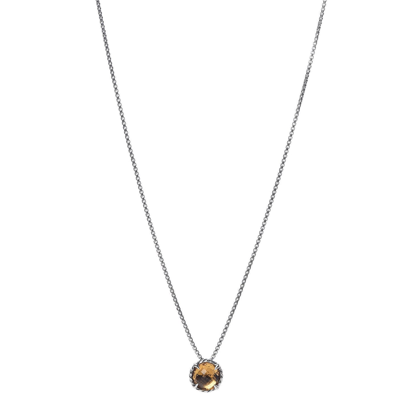 Sterling Silver Citrine 8mm Petite Chatelaine Pendant Necklace