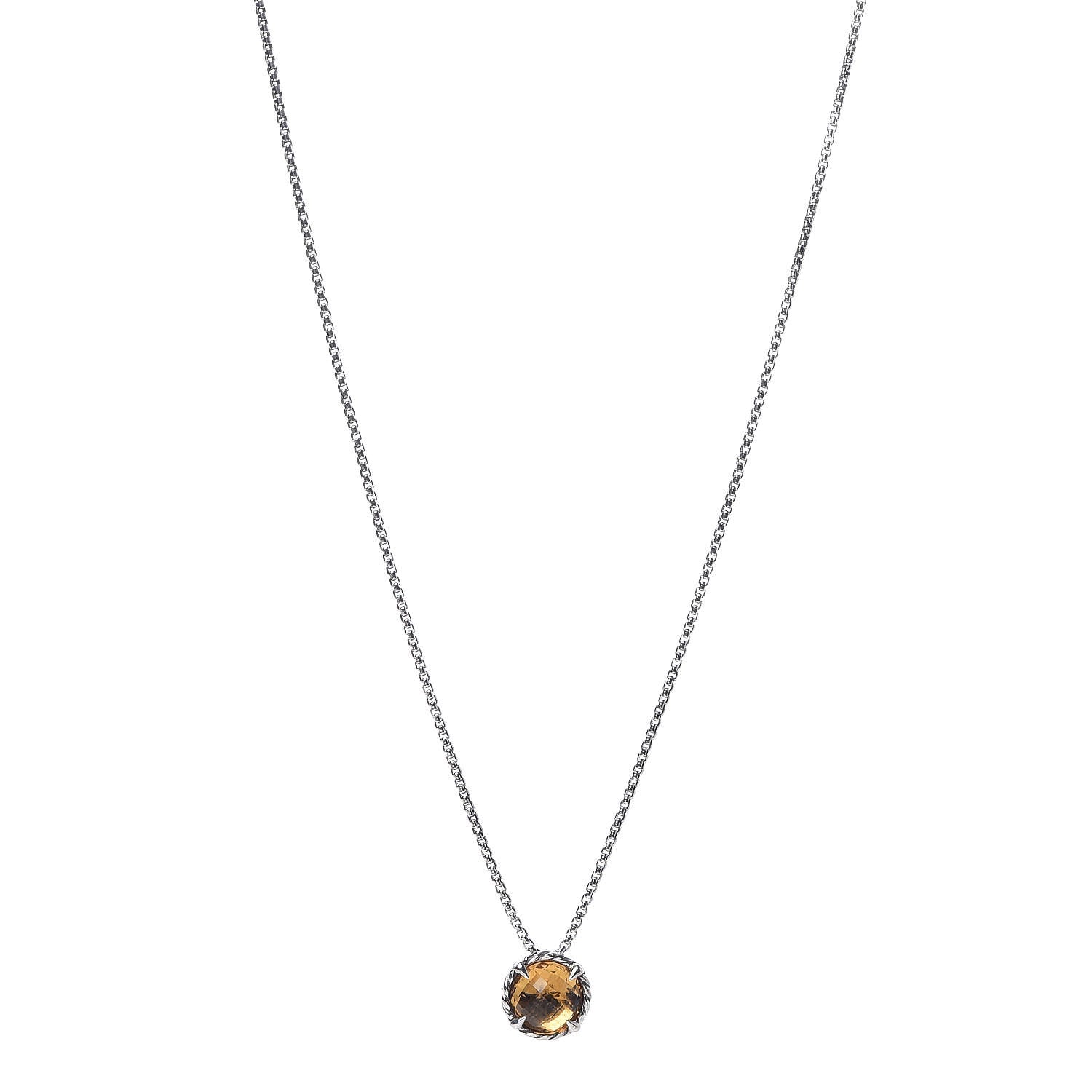 David Yurman Sterling Silver Citrine 8mm Petite Chatelaine Pendant Necklace 1 of 4