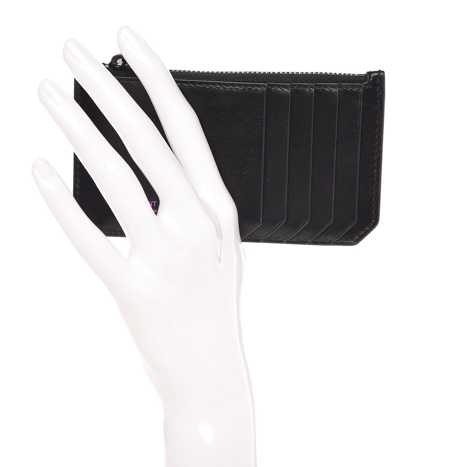 Saint Laurent Calfskin 5 Fragments Zip Pouch Card Holder Black 2 of 6