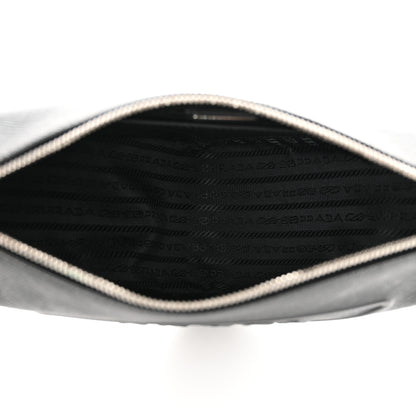 Prada Saffiano Cuir Triangle Logo Embossed Triangle Shoulder Bag Black 5 of 11