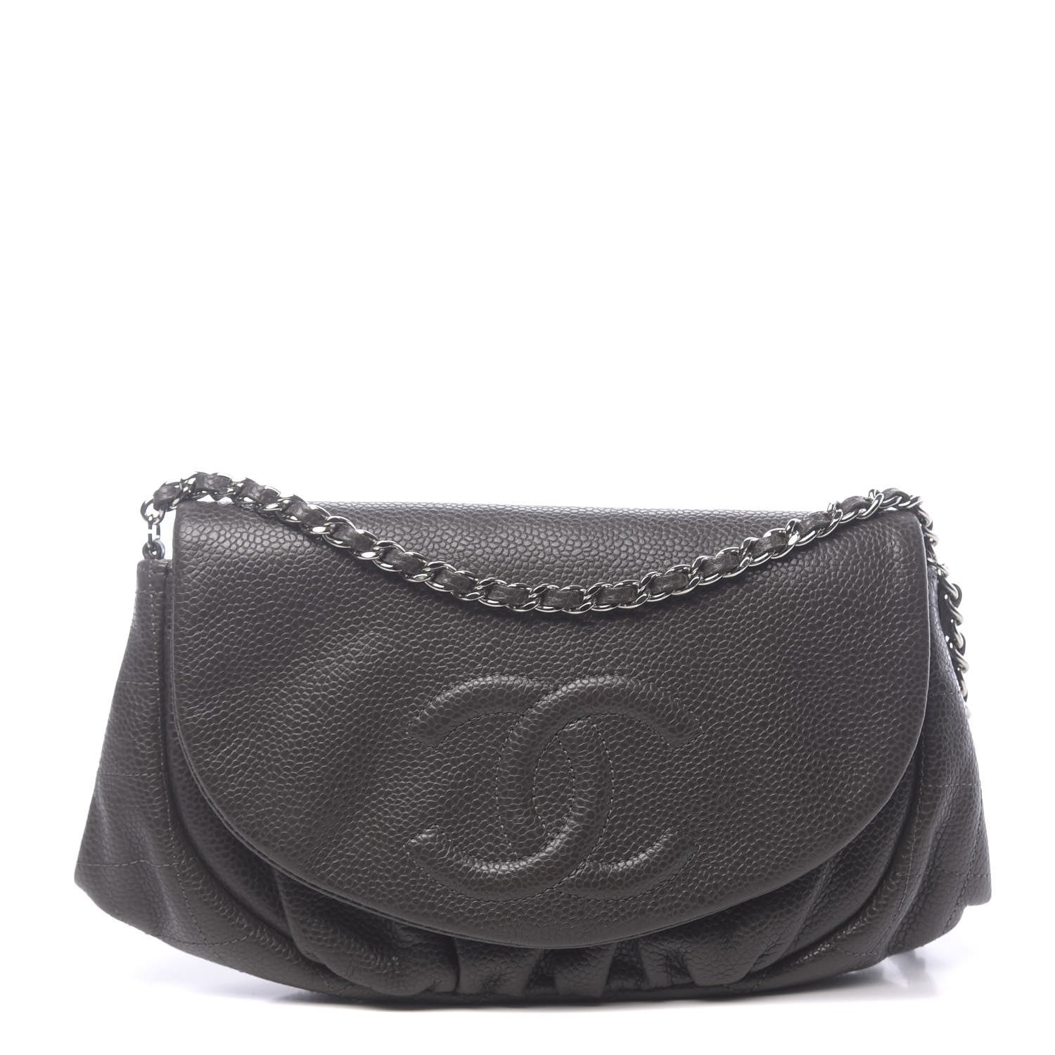 Chanel Caviar Half Moon Wallet On Chain WOC Grey 1 of 11