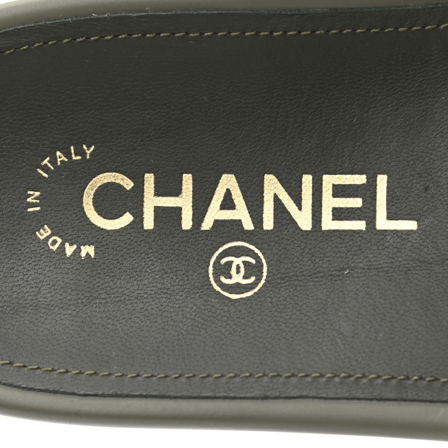 Chanel Canvas Chain Flat Sandals 39 Khaki 8 of 11