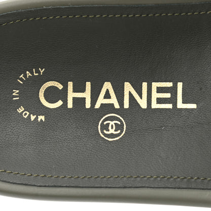 Chanel Canvas Chain Flat Sandals 39 Khaki 8 of 11