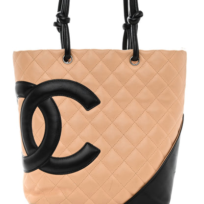 Chanel Calfskin Quilted Medium Cambon Tote Beige Black 7 of 11