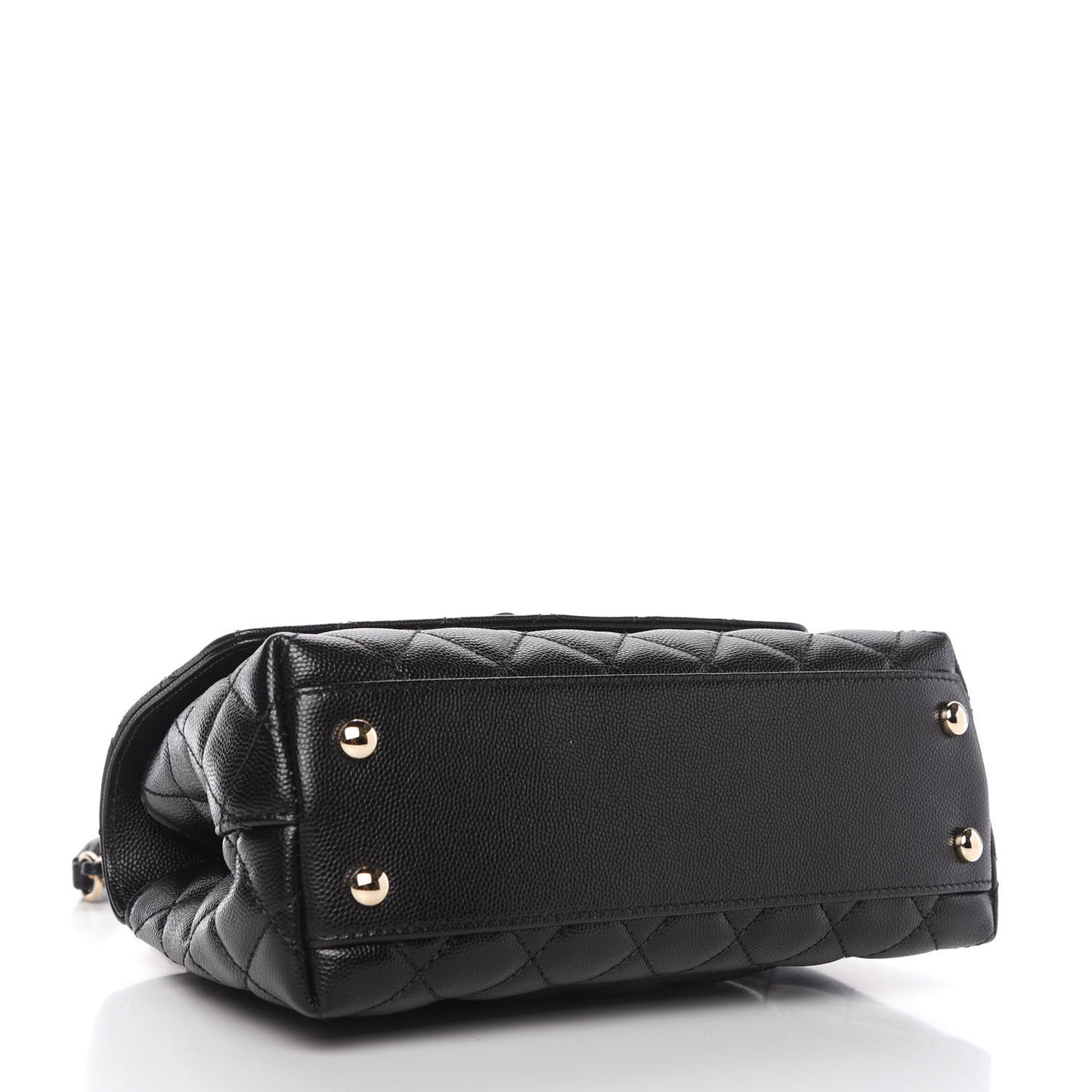 Caviar Lizard Embossed Quilted Mini Coco Handle Flap Black
