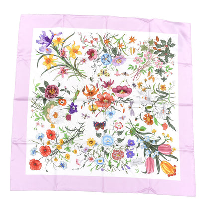 Gucci Silk Twill Flora Square Scarf Pink White 1 of 3