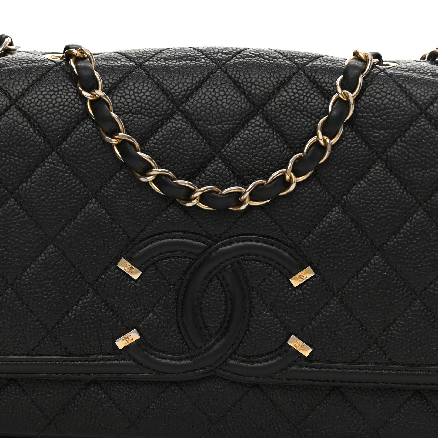 Caviar Quilted Medium CC Filigree Flap Black