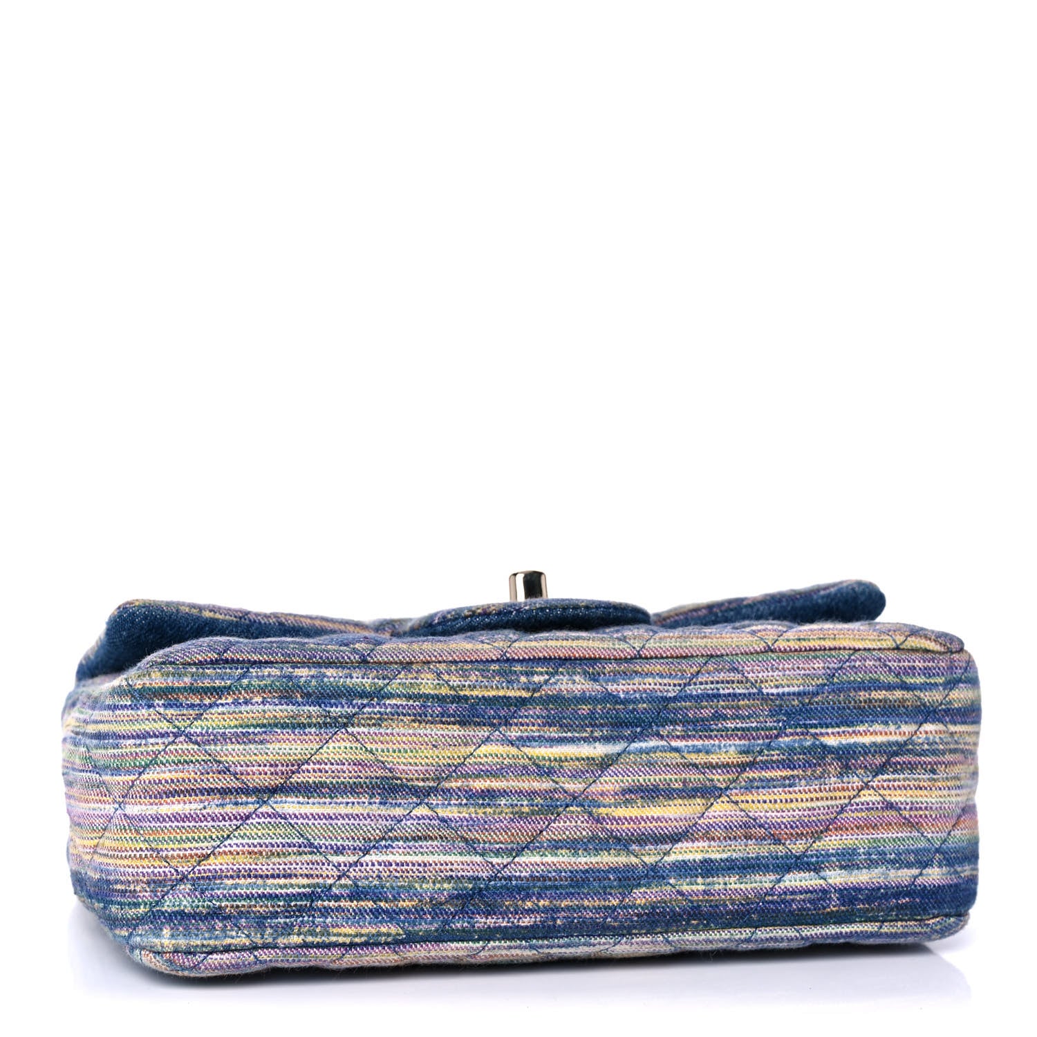 Chanel Striated Quilted Classics in Fabrics Mini Rectangular Flap Blue 4 of 10