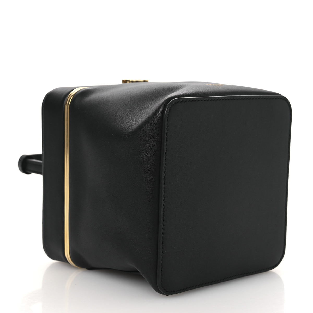 Supple Calfskin Cube Frame Bag Black
