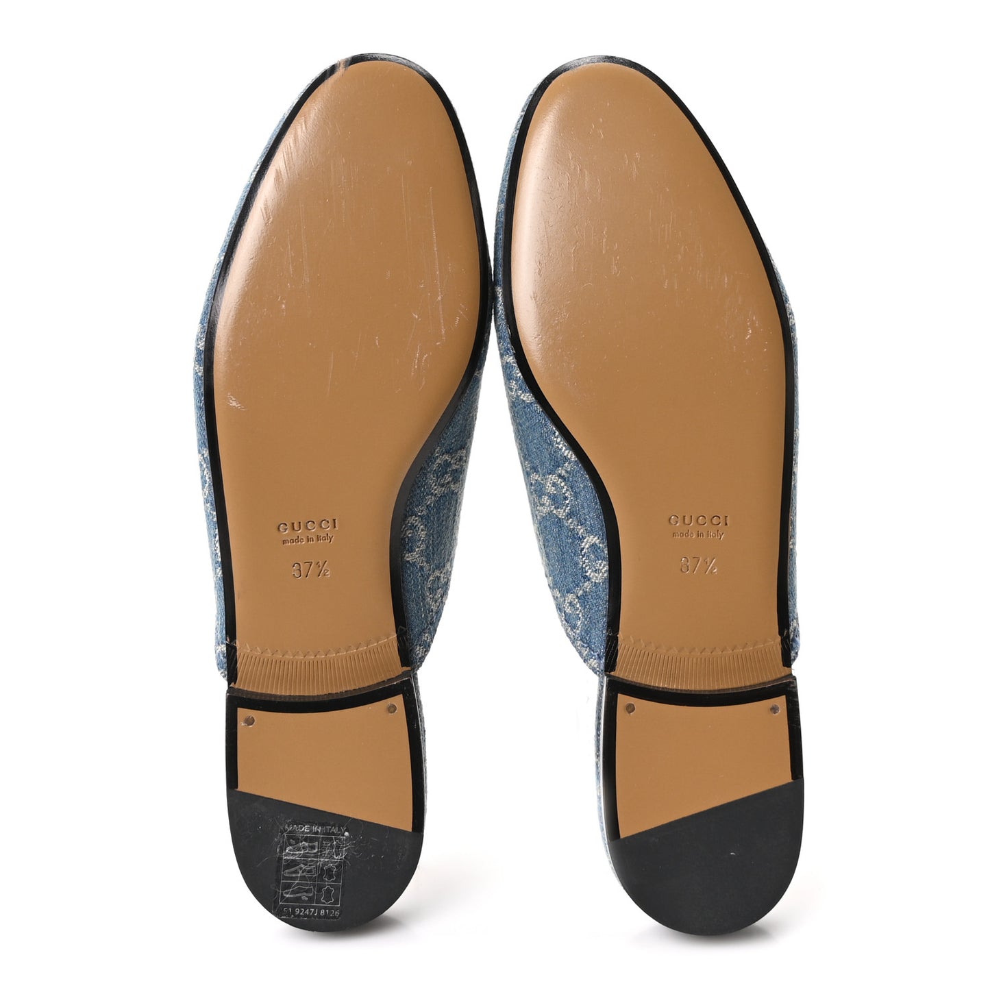 New Denim GG Malaga Kid Womens Princetown Slippers 37.5 Light Blue Royale