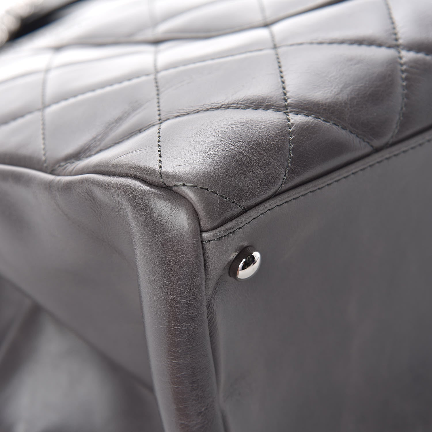 Chanel Glazed Calfskin Quilted Large CC Delivery Tote Grey 13 of 13
