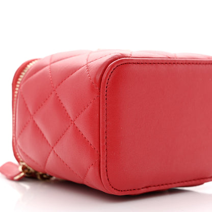Chanel Lambskin Quilted Top Handle Mini Vanity Case With Chain Red 9 of 10