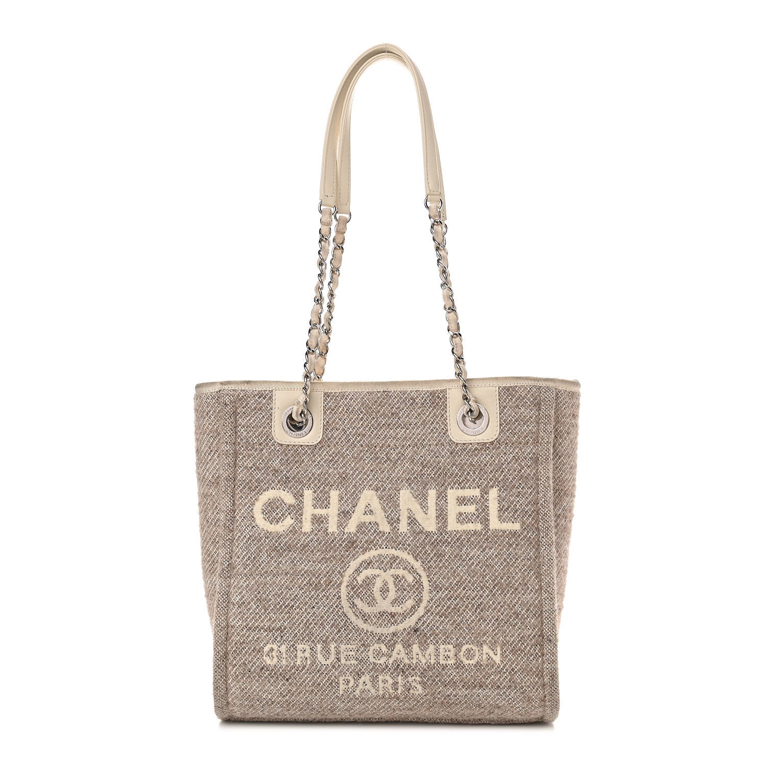 Chanel Mixed Fibers Calfskin Mini Deauville Tote Beige 1 of 12