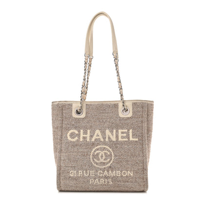 Chanel Mixed Fibers Calfskin Mini Deauville Tote Beige 1 of 12