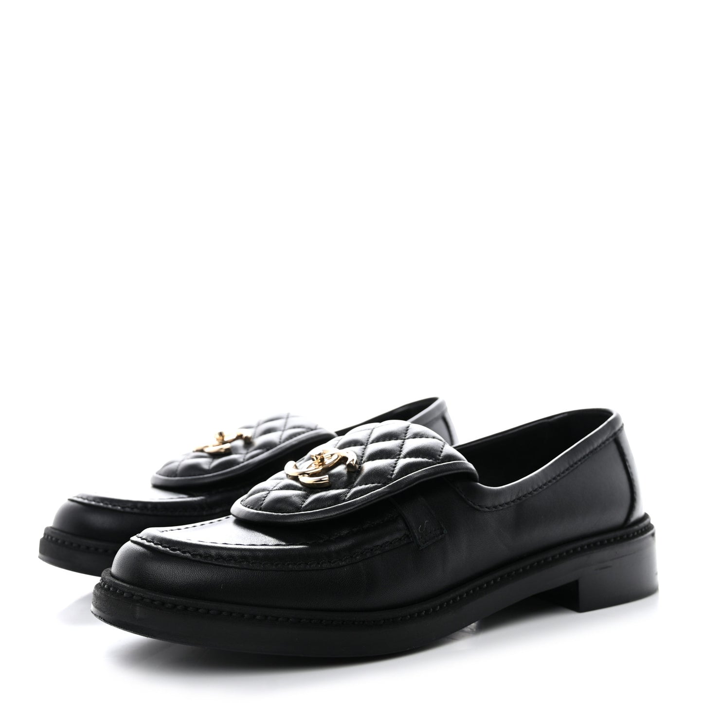 Lambskin Quilted CC Turnlock Loafers 39 Black