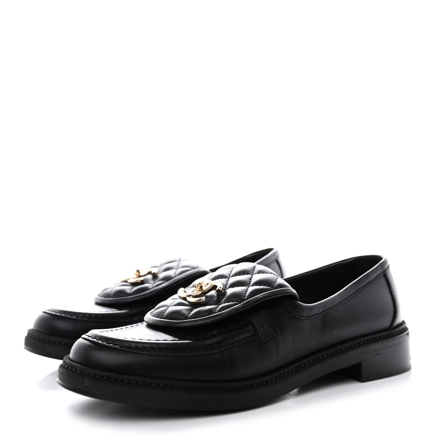 Chanel Lambskin Quilted CC Turnlock Loafers 39 Black 3 of 9