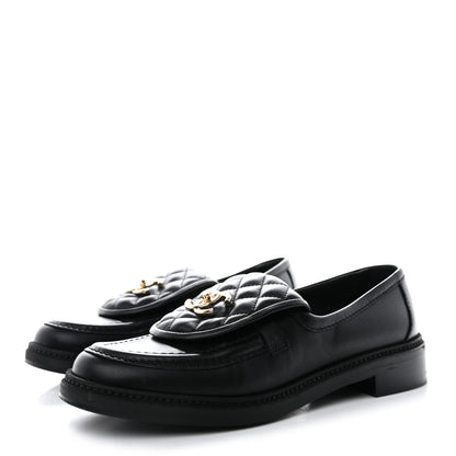 Chanel Lambskin Quilted CC Turnlock Loafers 39 Black 3 of 9
