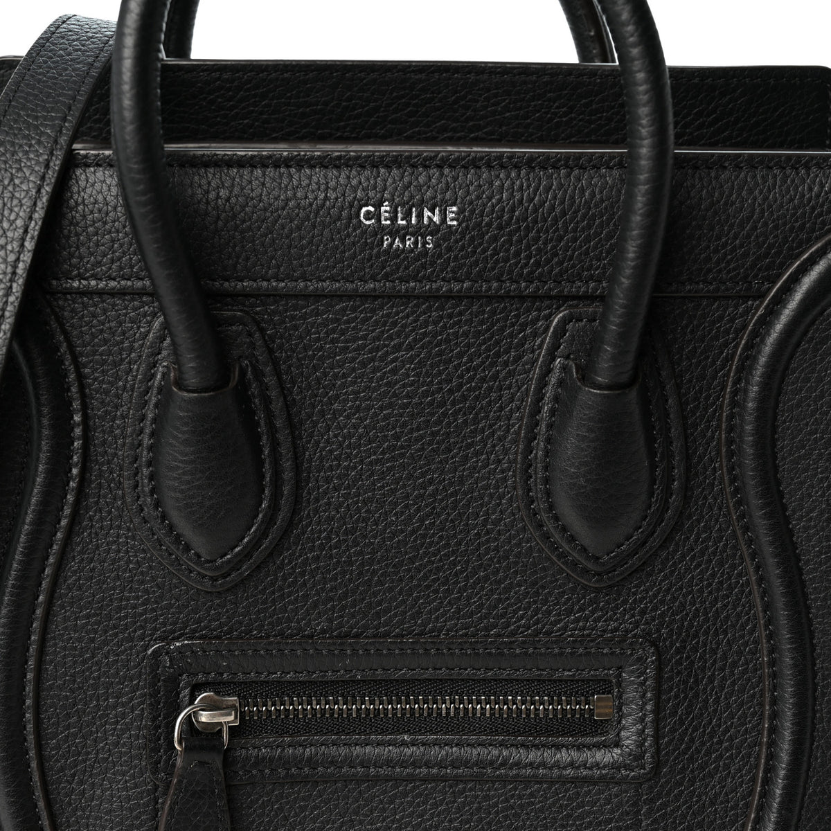 Celine Drummed Calfskin Nano Luggage Black 7 of 10
