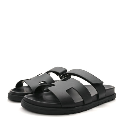 Hermes Calfskin Womens Chypre Sandals 40.5 Black 3 of 9
