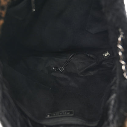 Chanel Tweed Lambskin Fantasy Fur Karl's Cabas Tote Black 5 of 10